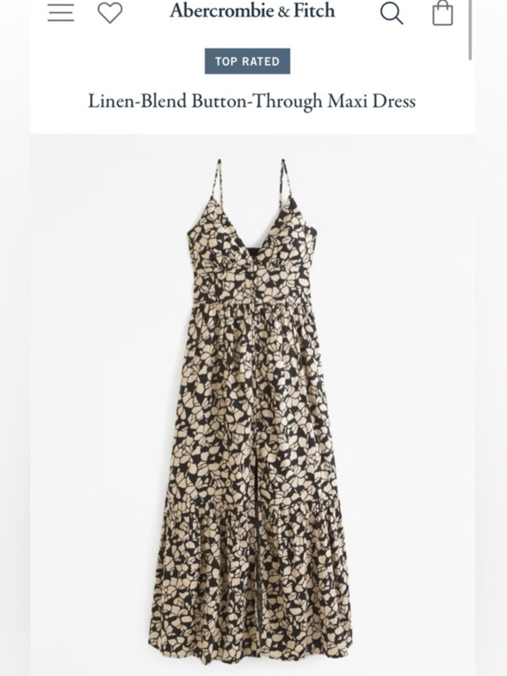 A&F Linen Blend Button Through Maxi Dress